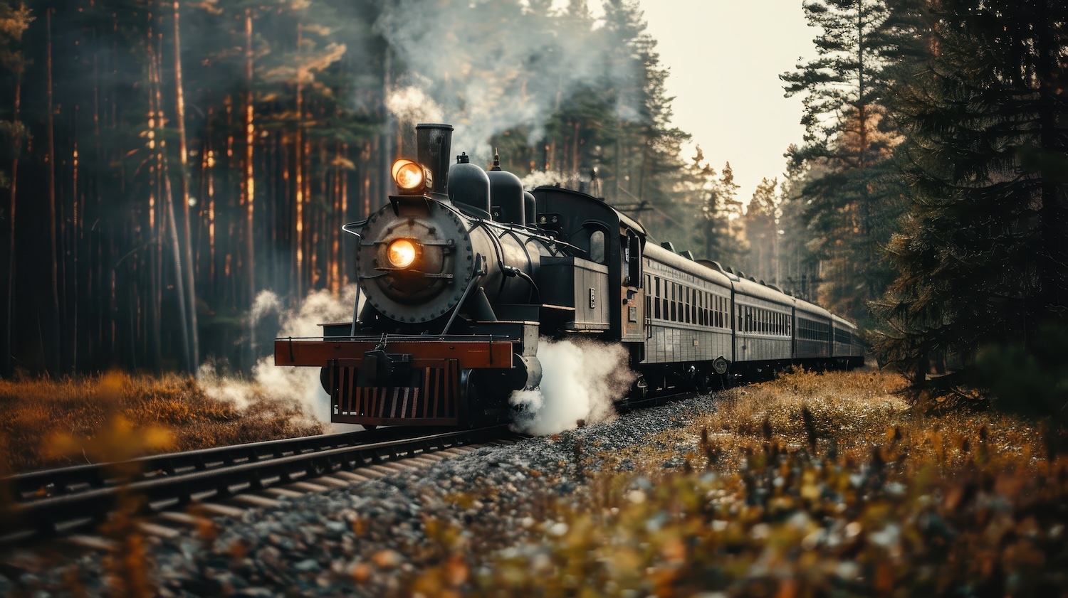 Fall scene with train Fall scene with train