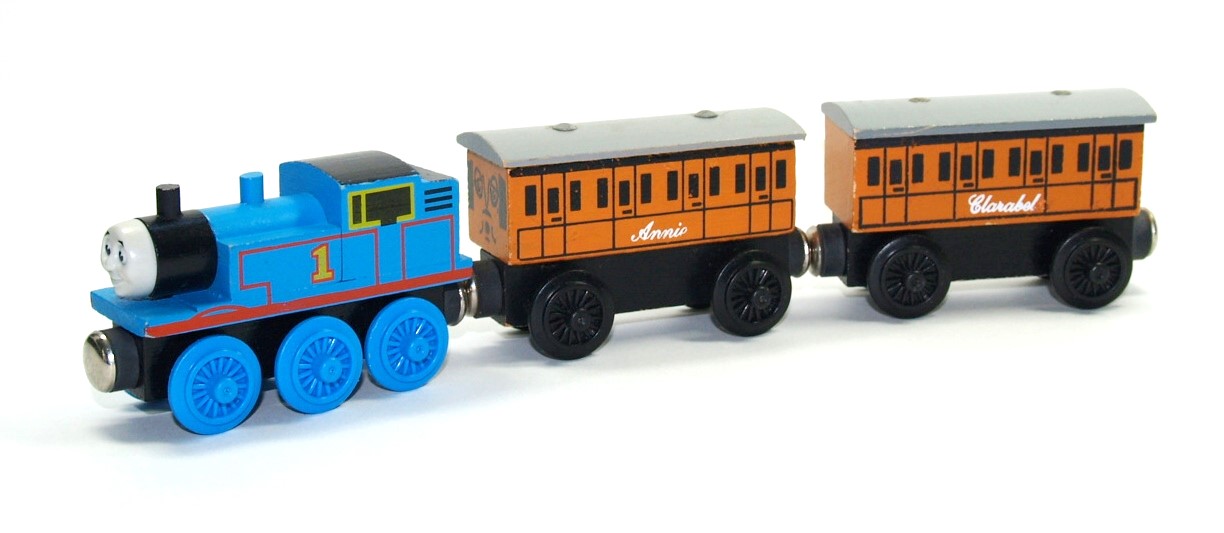 Fig. 3 – Photo of original 1992 US-made Thomas with his coaches Annie & Clarabel.