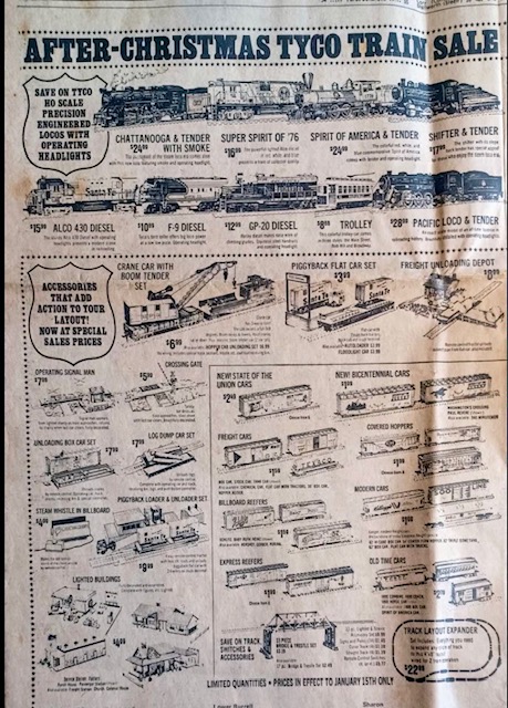 Prices of model trains in the past
